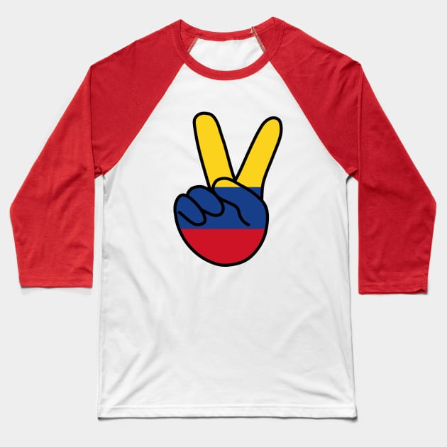 Colombia Flag V Sign Baseball T-Shirt by DiegoCarvalho